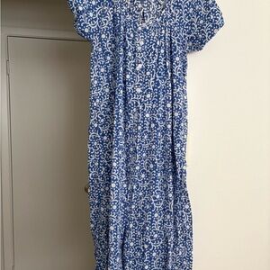 Rachel Pally Blue and White Patterned Midi Dress